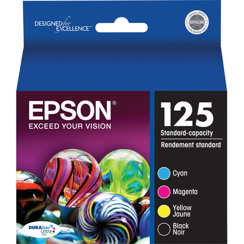 Epson T125120-BCS 125 Combo-Pack Standard Capacity Ink Cartridges (Cyan, Magenta, Black, Yellow)
