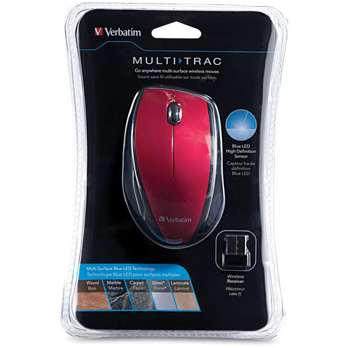 Verbatim Wireless Multi-Trac Blue LED Optical Mouse (Red)