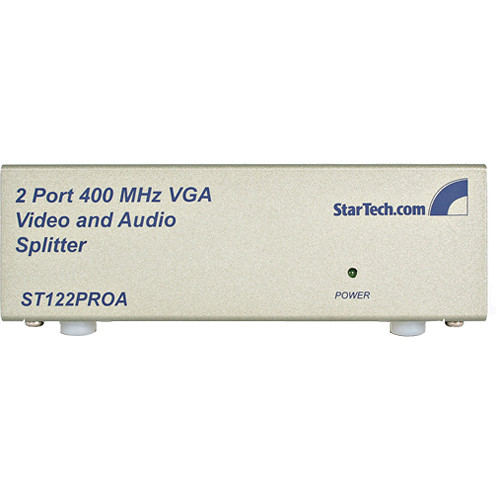 StarTech 2-Port High Resolution VGA Video Splitter with Audio (400 MHz, Gray)