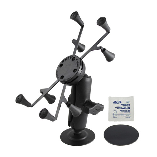 RAM MOUNTS 1" Diameter Ball Mount with 2.5" Adhesive Base & X-Grip II Holder