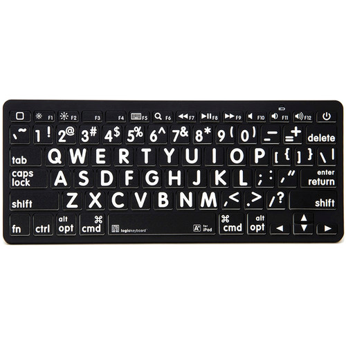 LogicKeyboard XL Print American English Bluetooth 3.0 Mini Keyboard (White on Black)