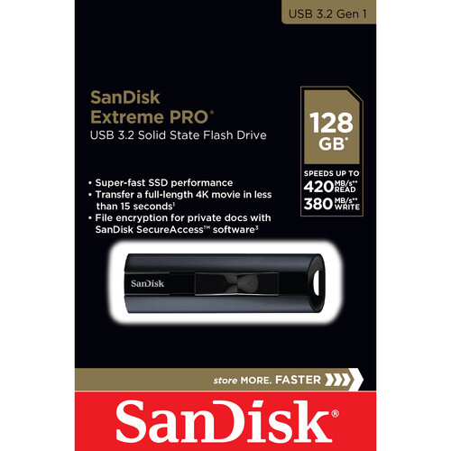 SanDisk 128GB Extreme Pro USB 3.2 Gen 1 Solid State Flash Drive