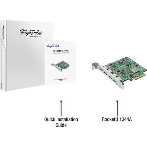 HighPoint RocketU 1344A 4-Port USB 3.1 Gen 2 PCIe 3.0 x4 HBA Controller Card