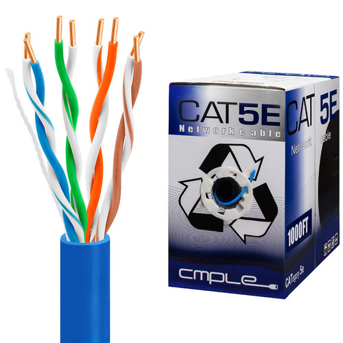 Cmple Cat 5e Bulk Ethernet LAN Network Cable (1000' / Blue / Pull Box)