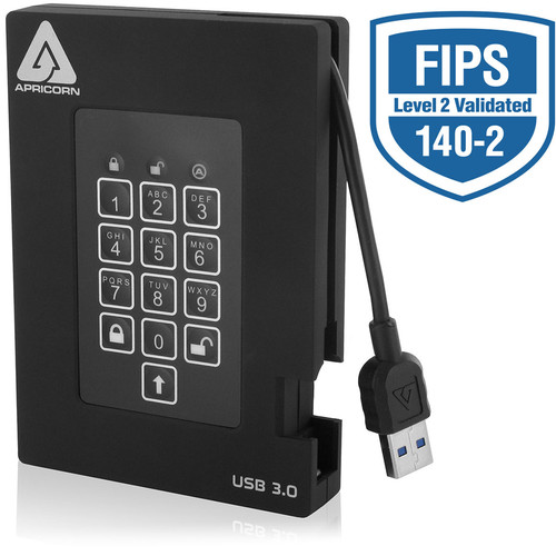 Apricorn 2TB Aegis Fortress FIPS 140-2 Level 2 Secure USB 3.0 Portable Drive