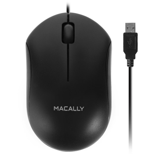 Macally 3-Button USB Wired Optical Mouse for Mac and PC (Black)