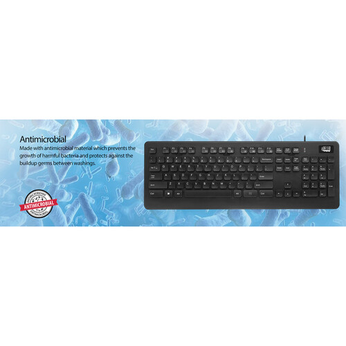 Adesso Antimicrobial Waterproof Keyboard
