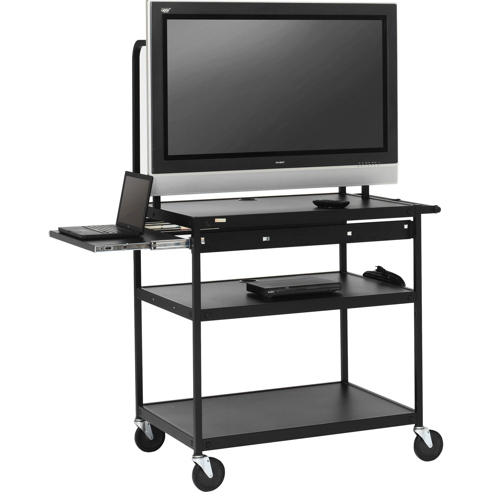 Bretford FP60MUL-E5BK Multimedia Cart for 37 to 52" Flat Panel Monitors With 6-Outlet Electrical Assembly (Black)