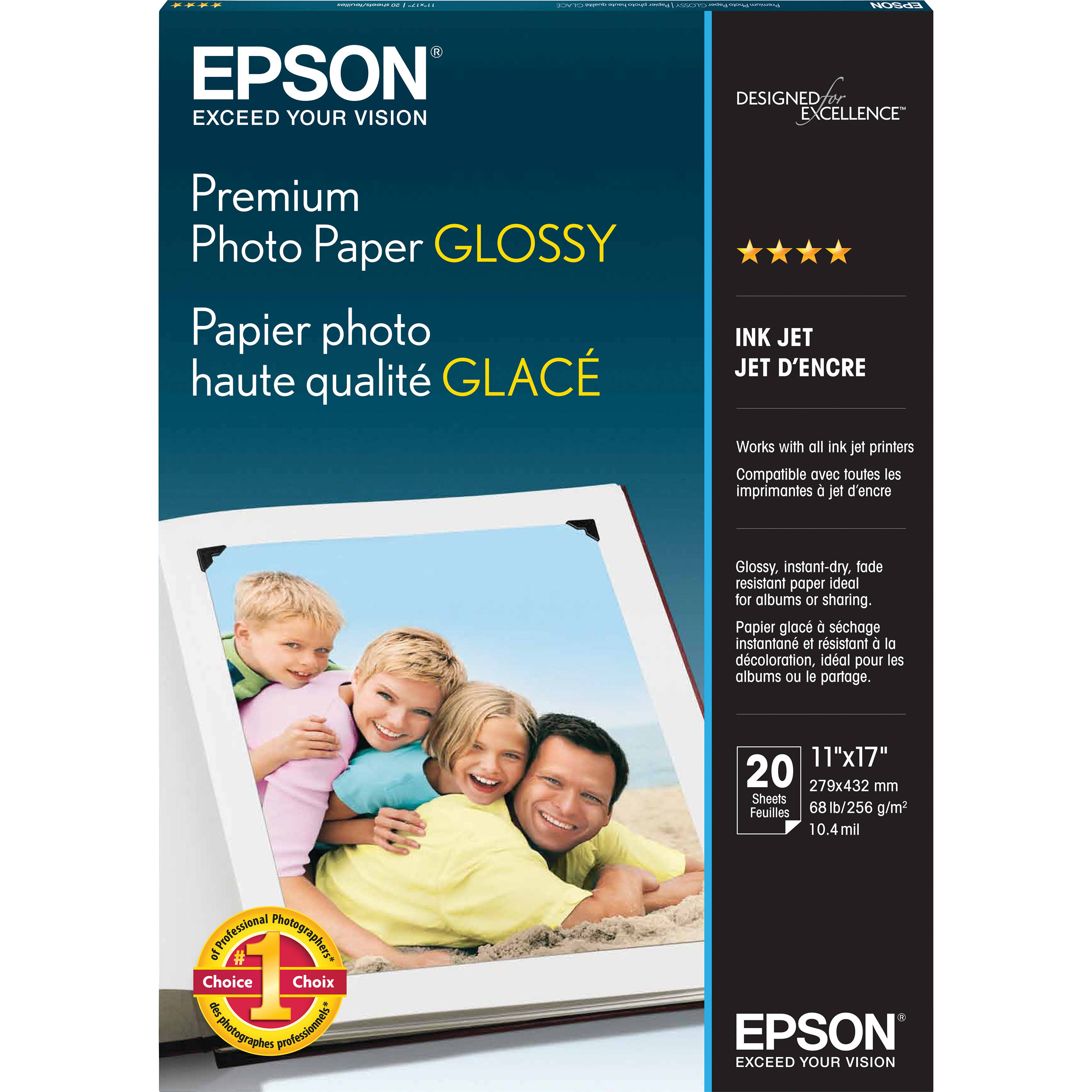 Epson Premium Photo Paper Glossy (11 x 17", 20 Sheets)