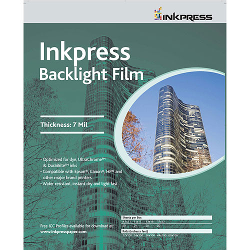 Inkpress Media Back Light Film for Inkjet - 24" Wide Roll - 100' Long