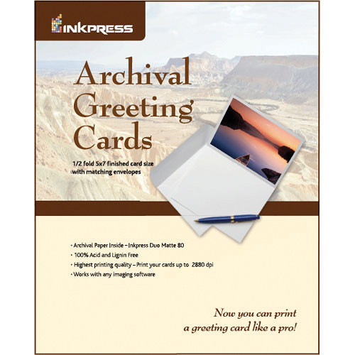 Inkpress Media Prescored Archival Greeting Card Paper with Matching Envelopes (9.0 x 5.76", 100 Sheets)