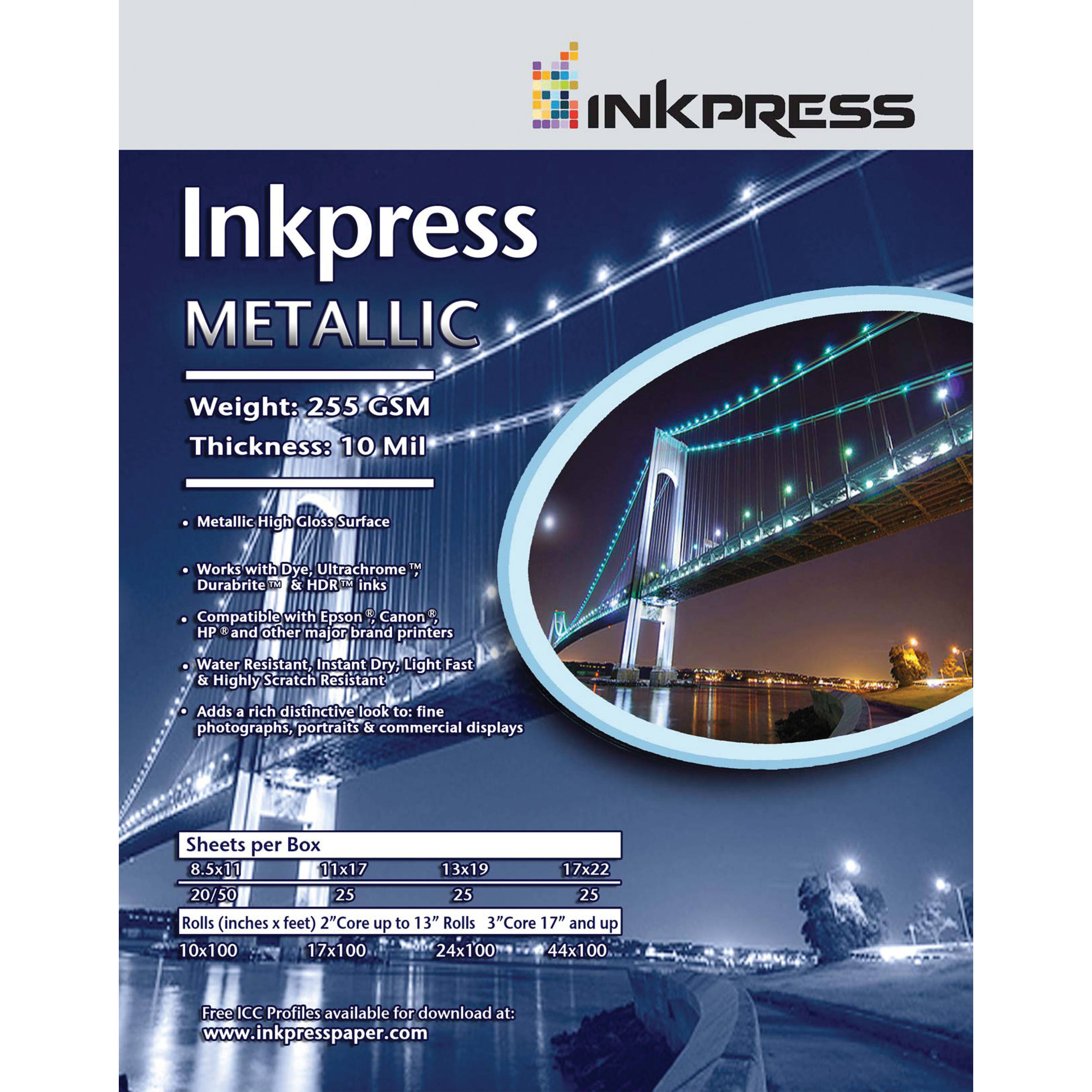 Inkpress Media Metallic Photo Paper (255 gsm, 10" Roll)