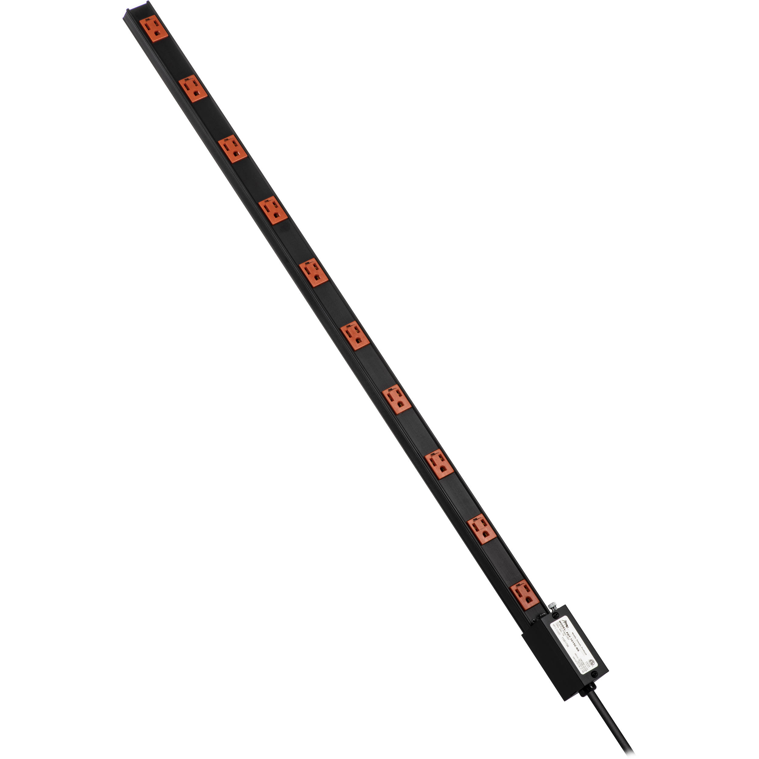Middle Atlantic PDT-1015C-NS 15-Amp PDT Thin Power Strip with (10) Outlets and NEMA 5-15p Plug