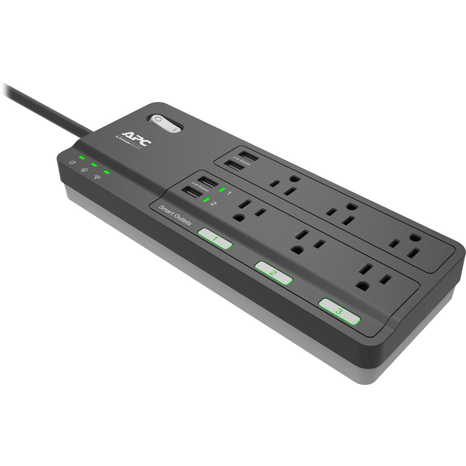 APC 6-Outlet Smart Surge Protector with 4 USB Charging Ports (Black)