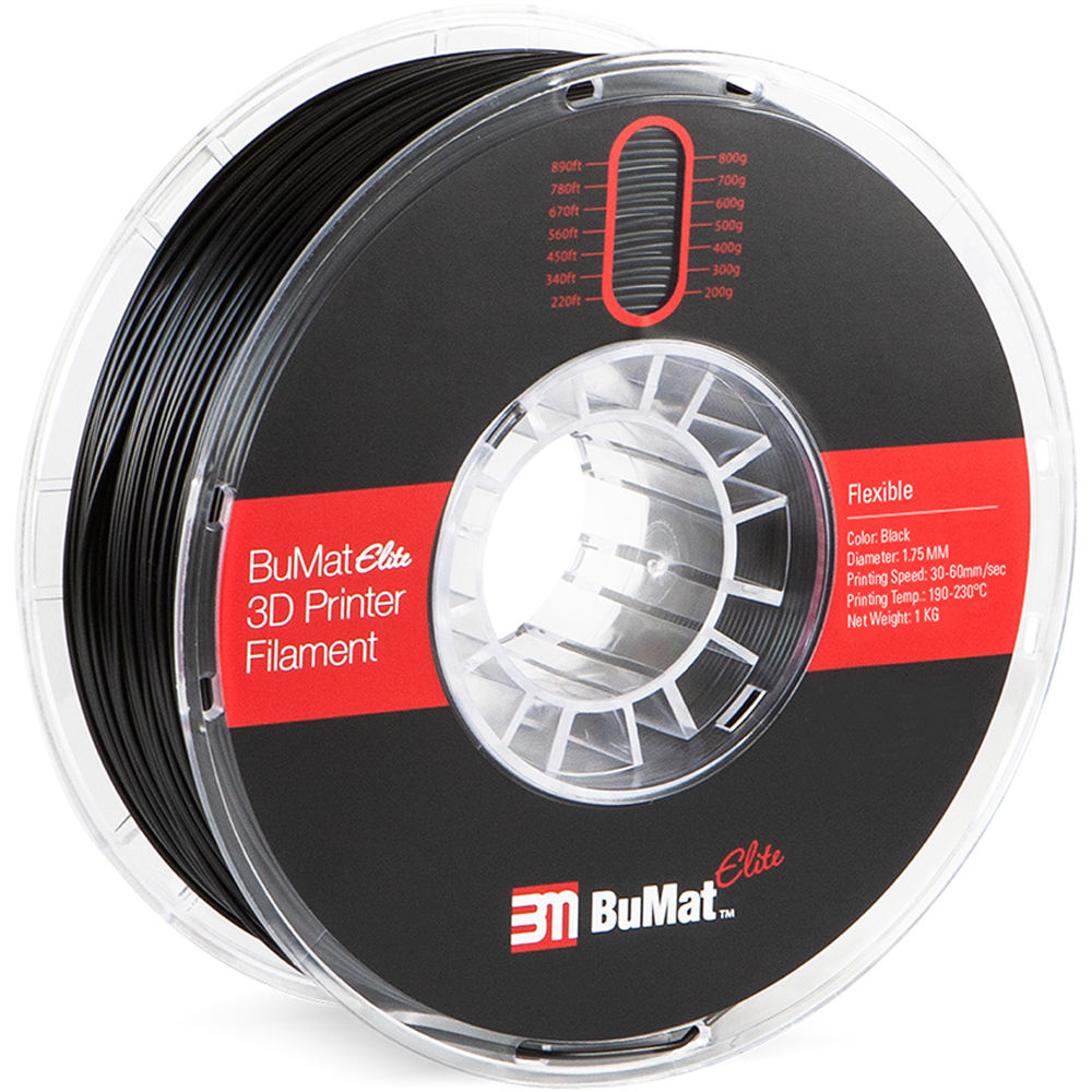 BuMat Elite 1.75mm Flexible Filament (1kg, Black)