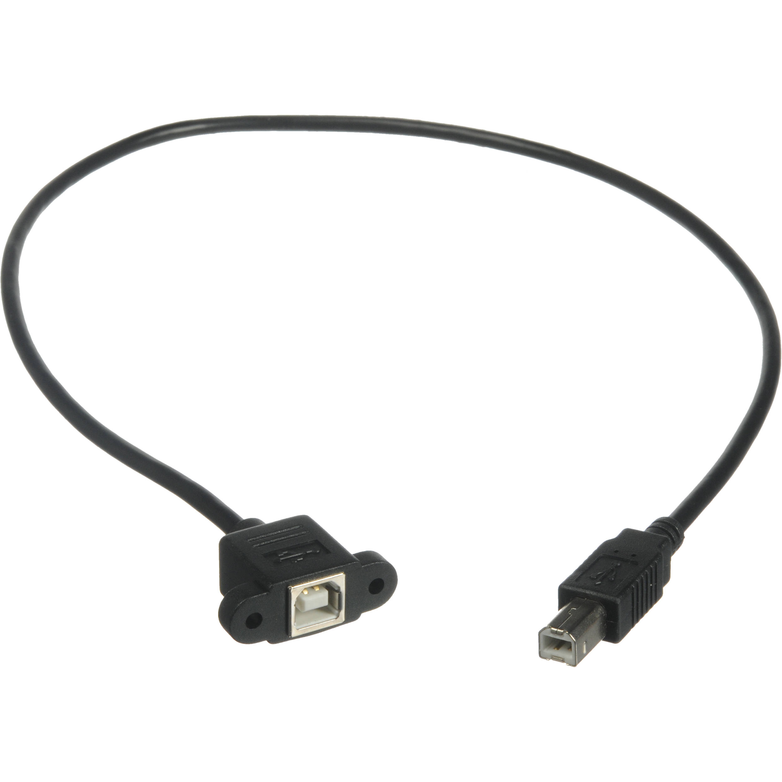 C2G Panel-Mount USB 2.0 Type-B Female to USB 2.0 Type B Male Cable (2', Black)