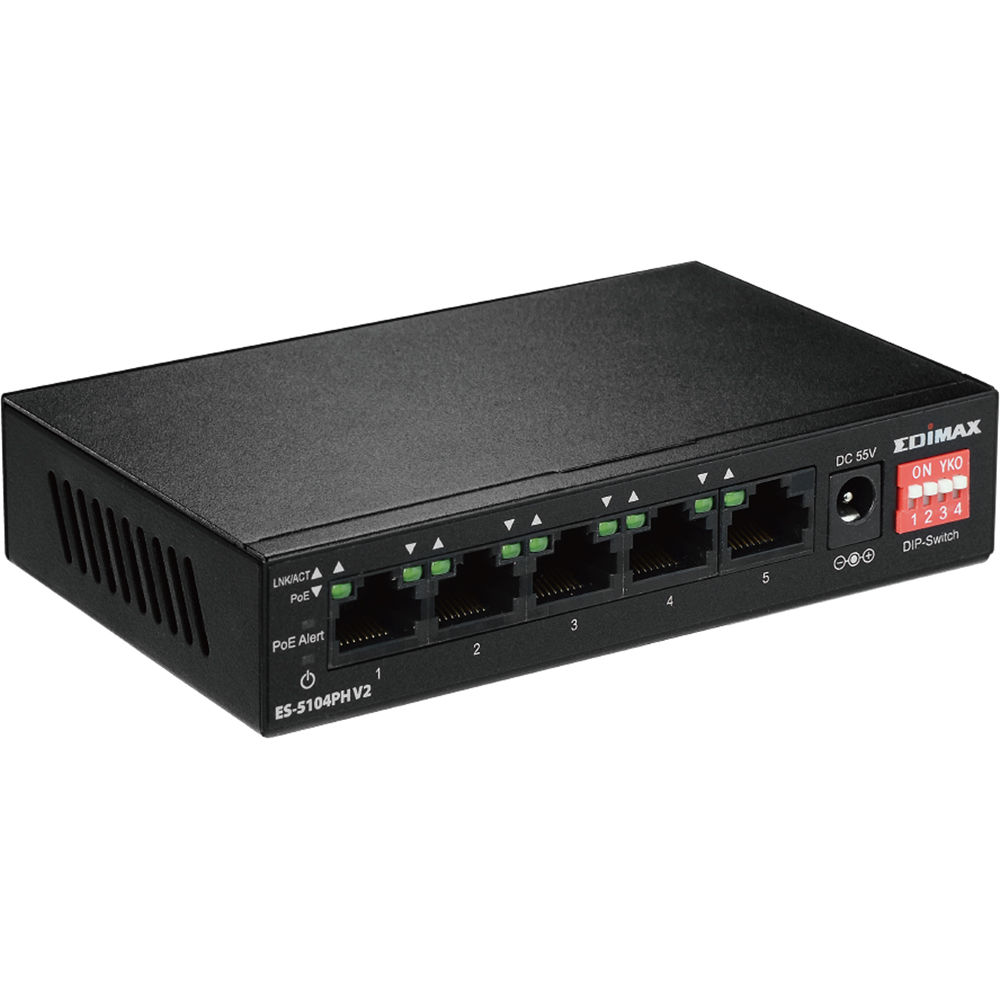 EDIMAX Technology ES-5104PH V2 5-Port Fast Ethernet Long Range PoE+ Managed Switch