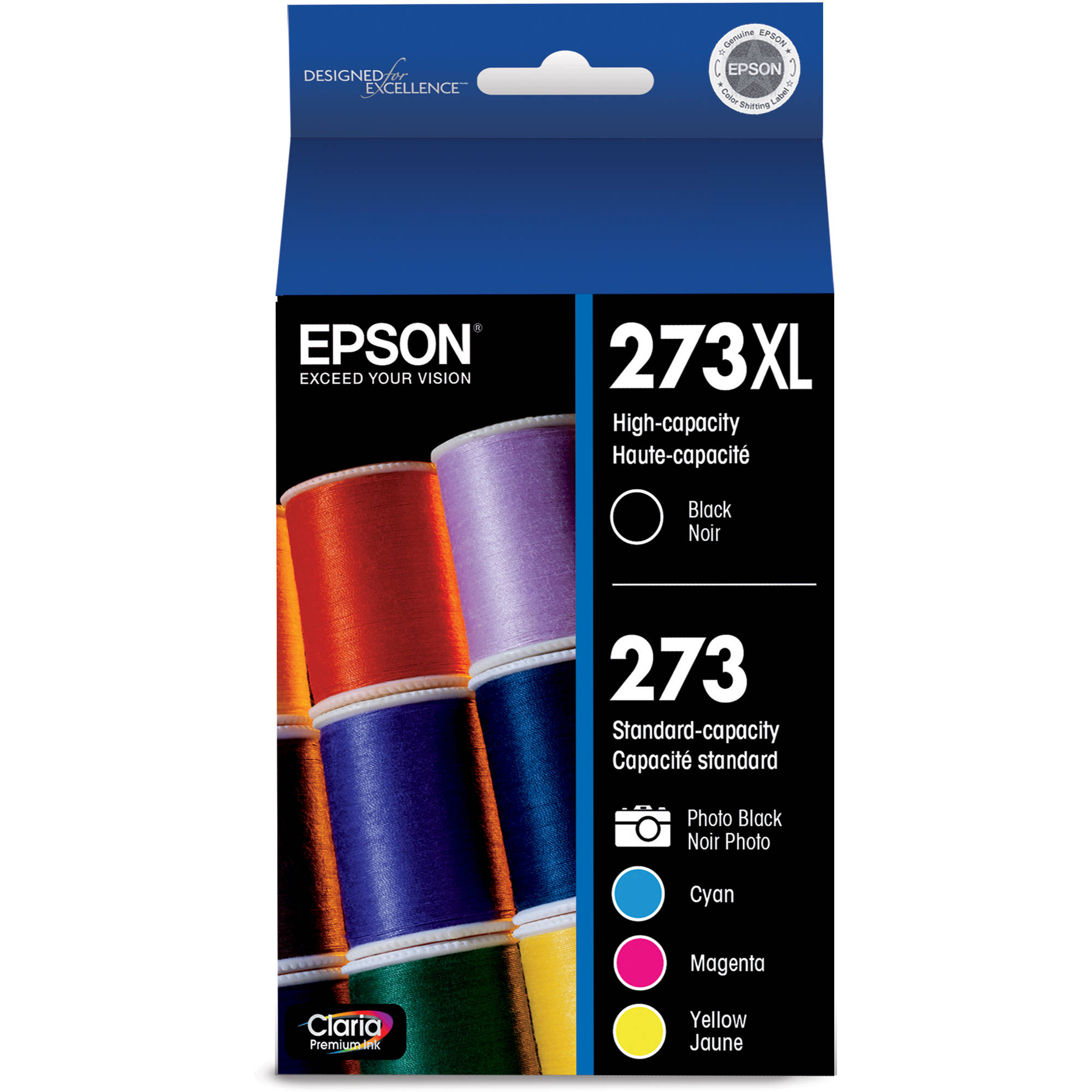 Epson 273XL/273 High-Capacity Black and Standard-Capacity Photo Black and Color C/M/Y Ink Cartridges (5-Pack)