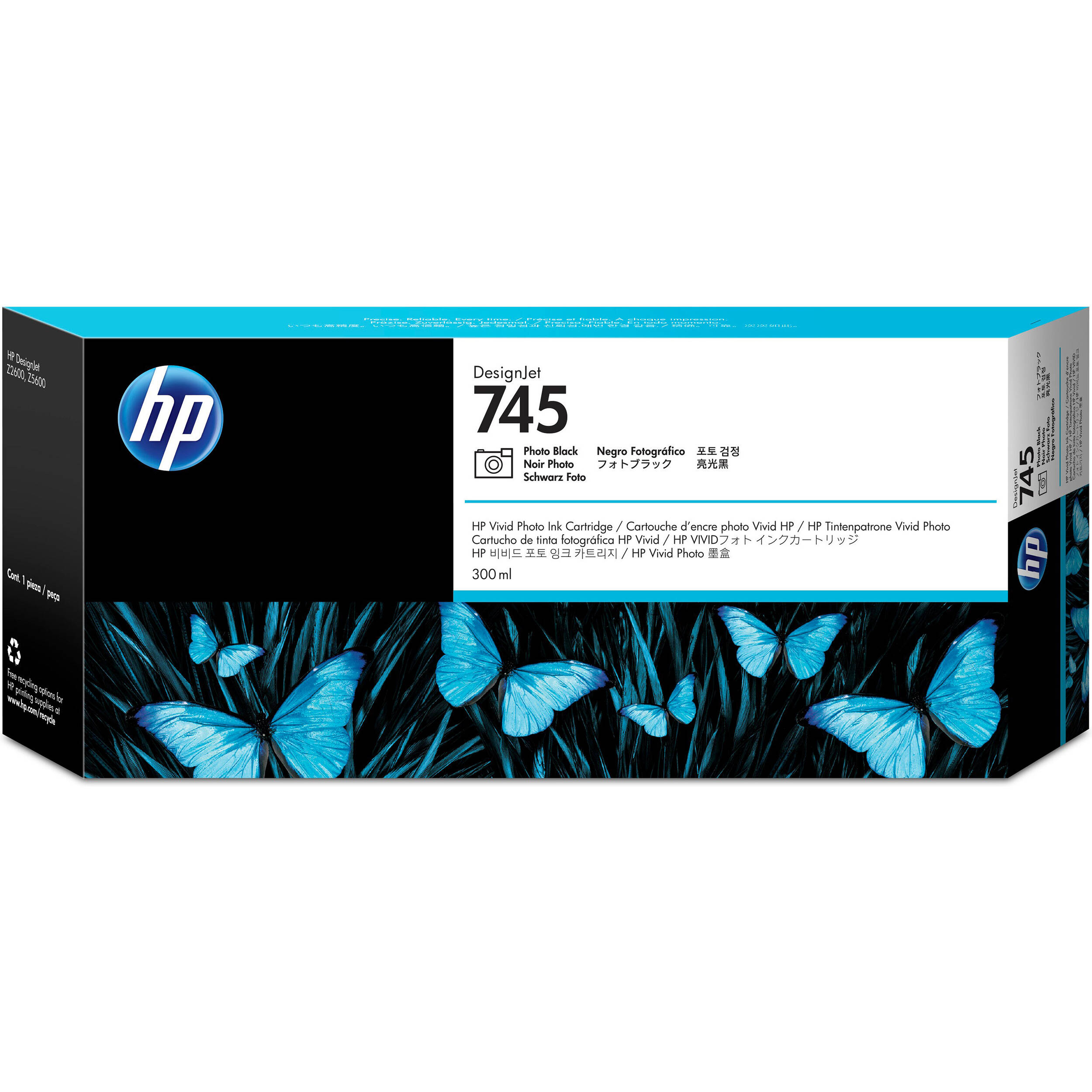 HP 745 DesignJet High-Capacity Photo Black Ink Cartridge (300mL)