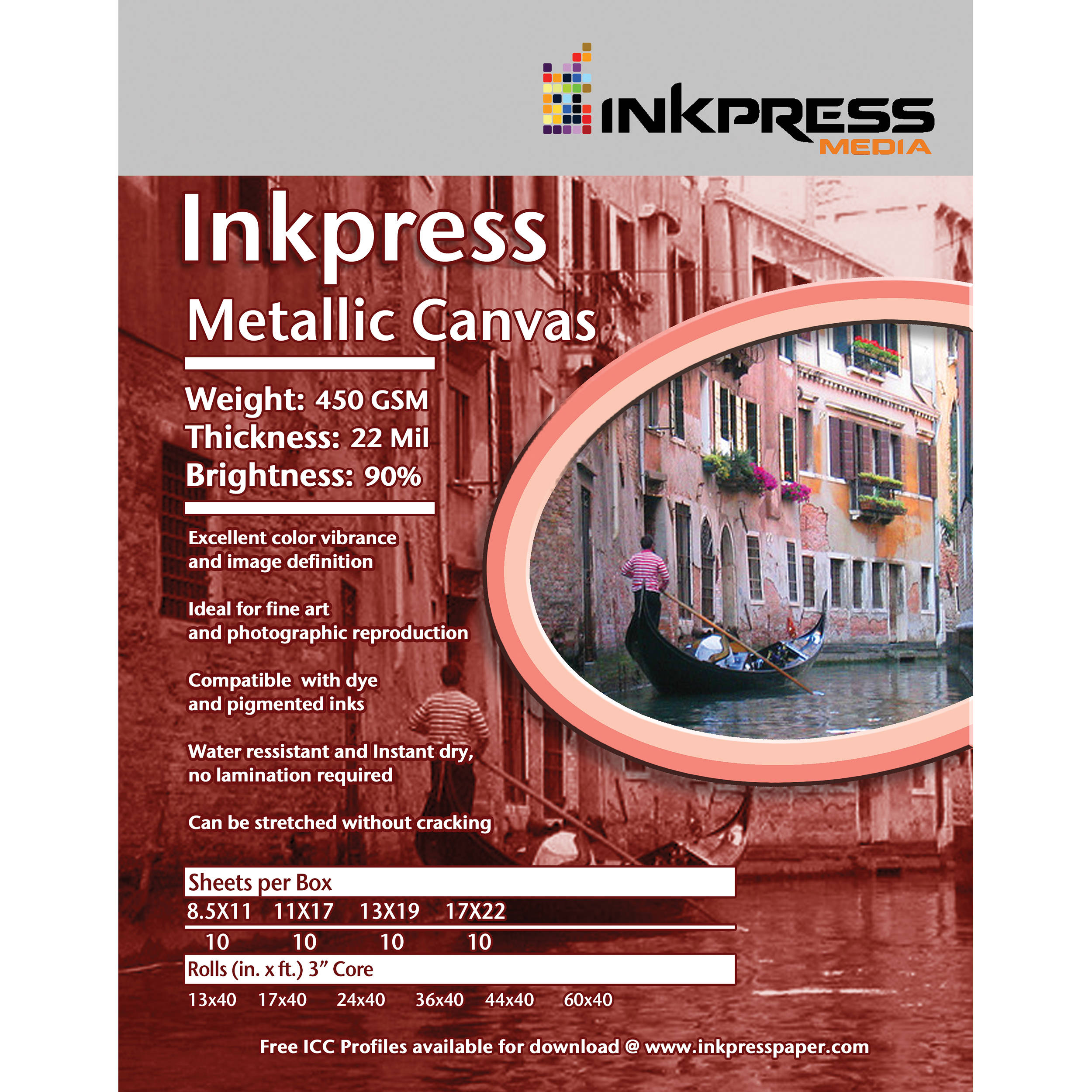 Inkpress Media Metallic Canvas Inkjet Paper (24" x 35', 1 Roll)