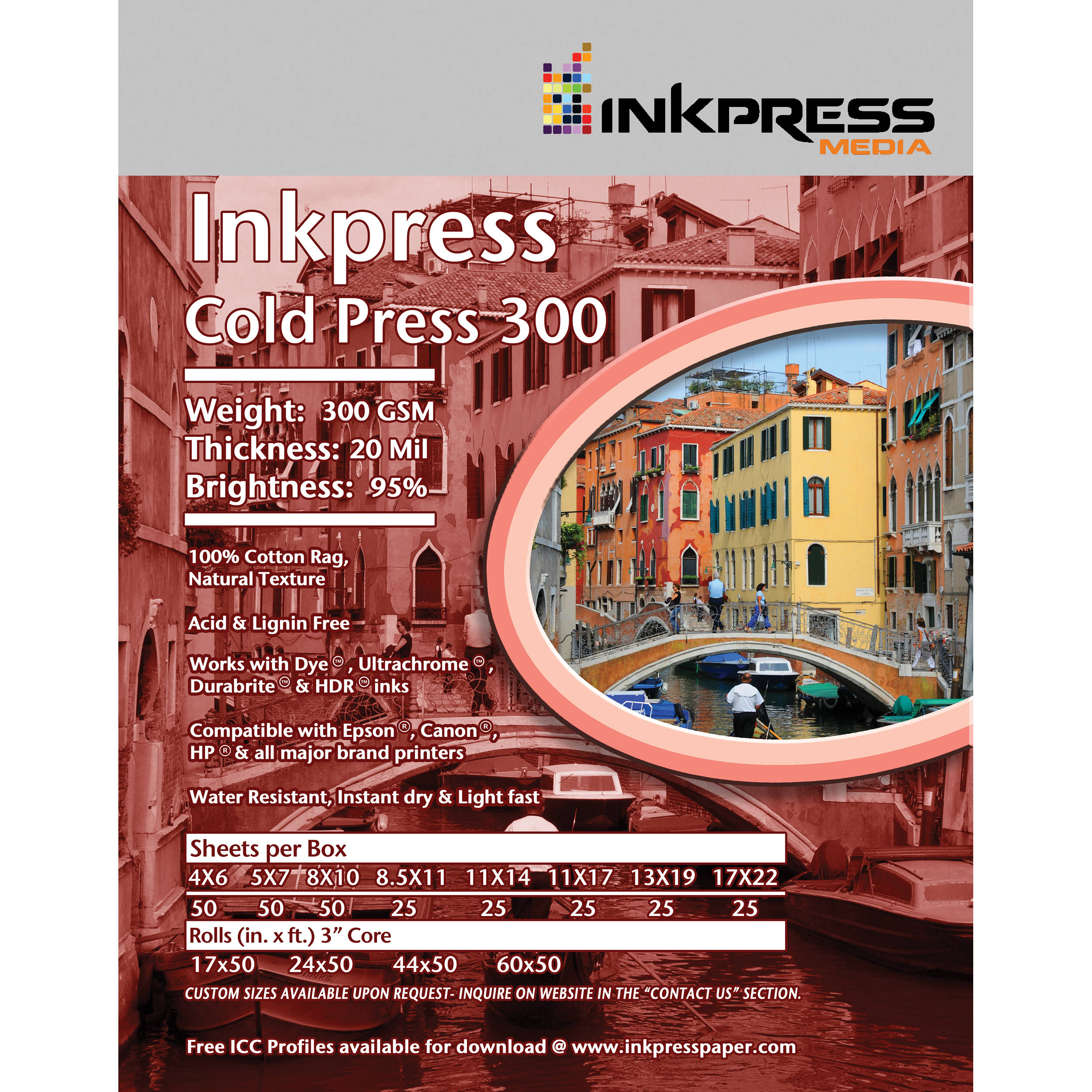 Inkpress Media Cold Press 300 Archival Inkjet Paper (8.5 x 11", 25 Sheets)