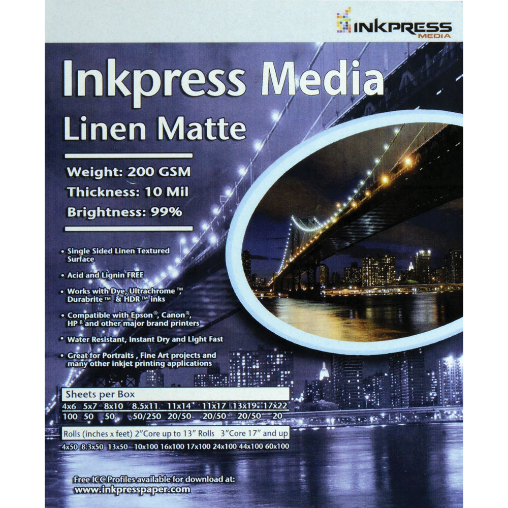 Inkpress Media Linen Matte Paper (24" x 100' Roll)