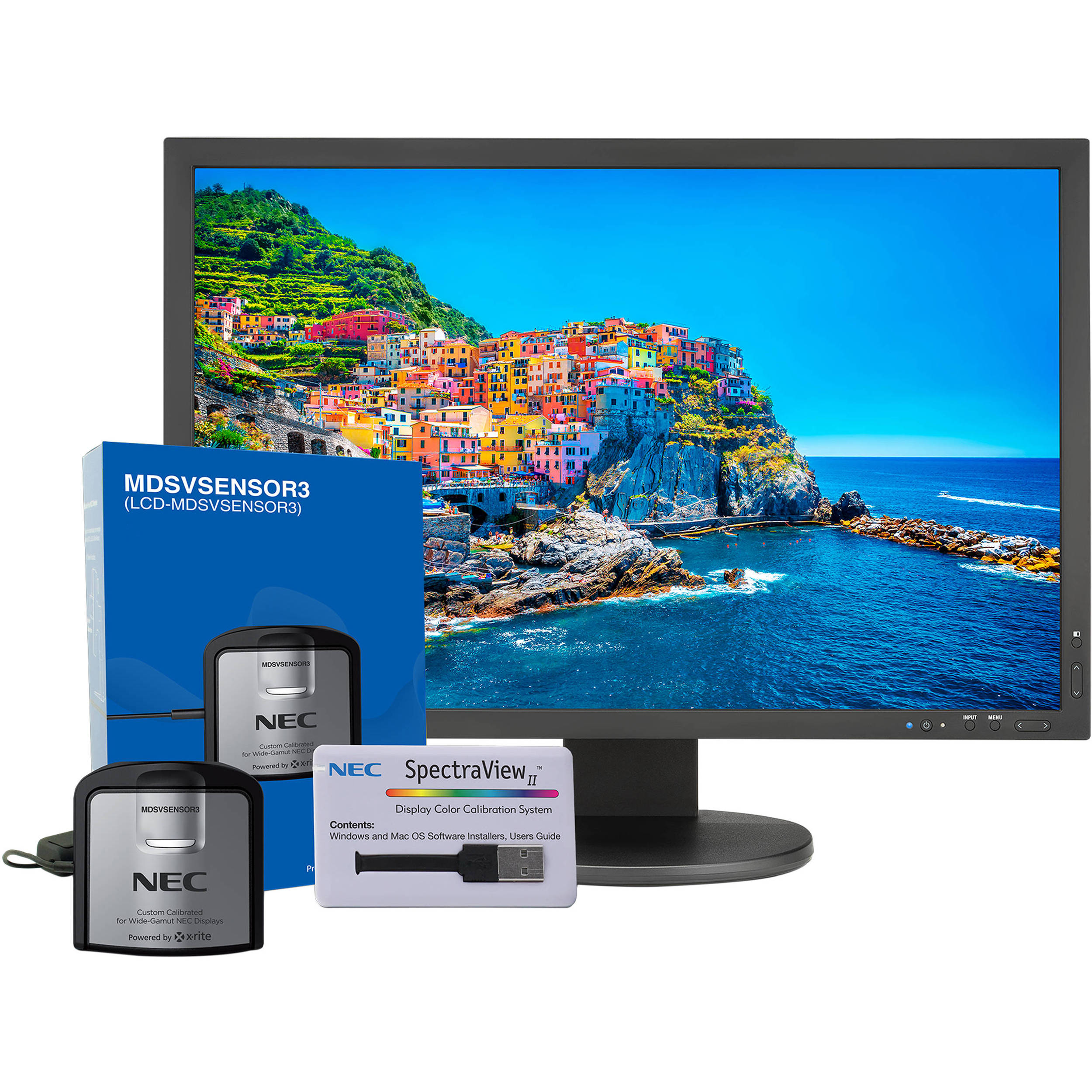 NEC PA243W-BK-SV 24.1" 16:10 Wide Gamut IPS Monitor (with SpectraView II, Black)