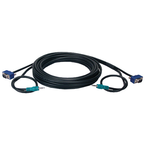 QVS HD15 Male to Male VGA Cable with Audio Connector (50')