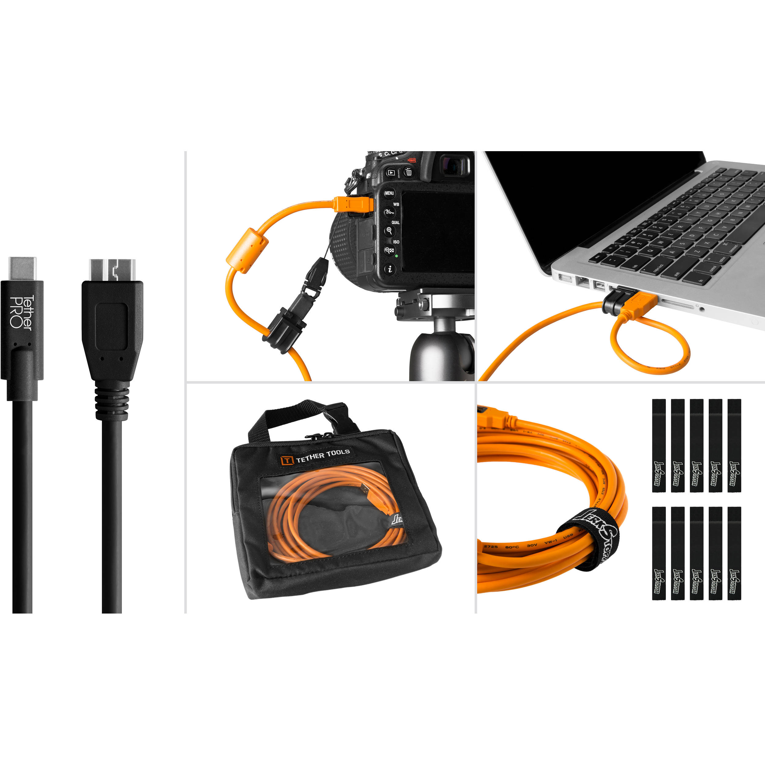 Tether Tools Starter Tethering Kit with USB 3.0 Type-C to Micro-B Cable (15', Black)